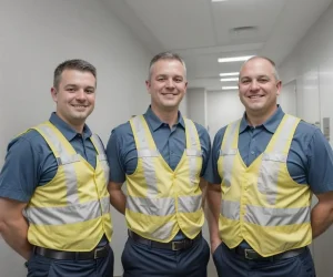 Three 1Point Plumbing plumbers standing in the Glasgow office